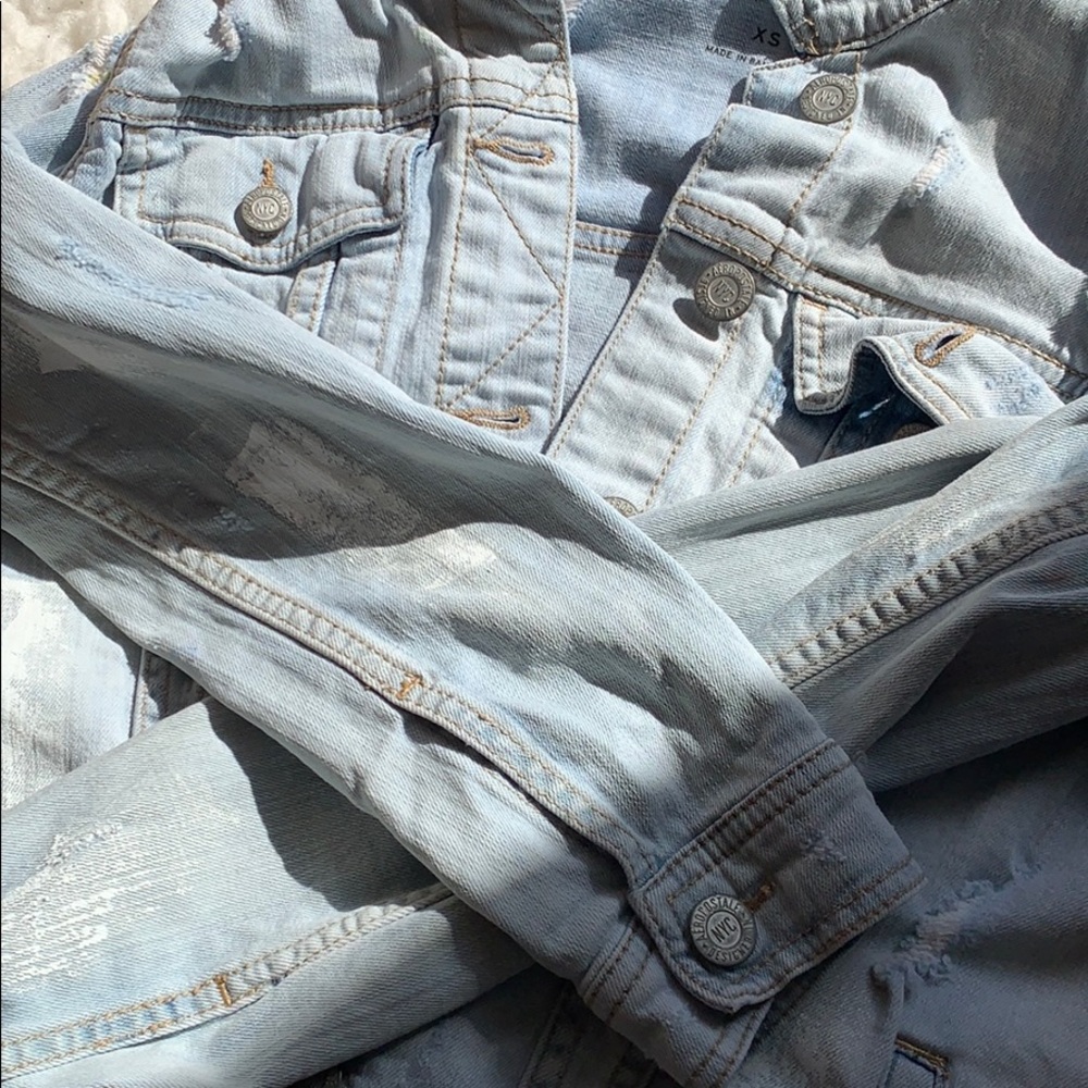 Hand painted Abstract Ripped Jean Jacket - Picture 5 of 5